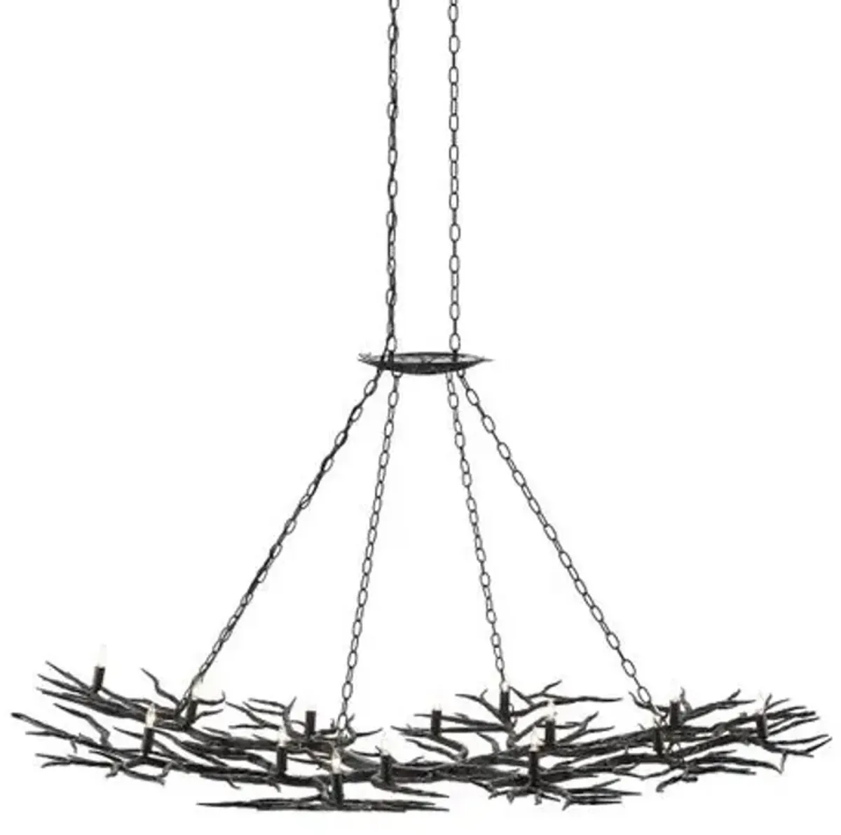 Rainforest Large Chandelier - Rustic Bronze - Currey & Company - Brown