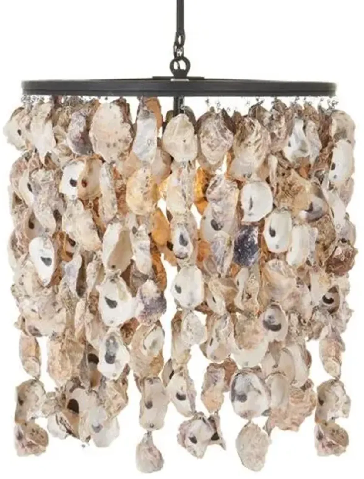 Stillwater Oyster Shell Oval Chandelier - Natural/Blacksmith - Currey & Company