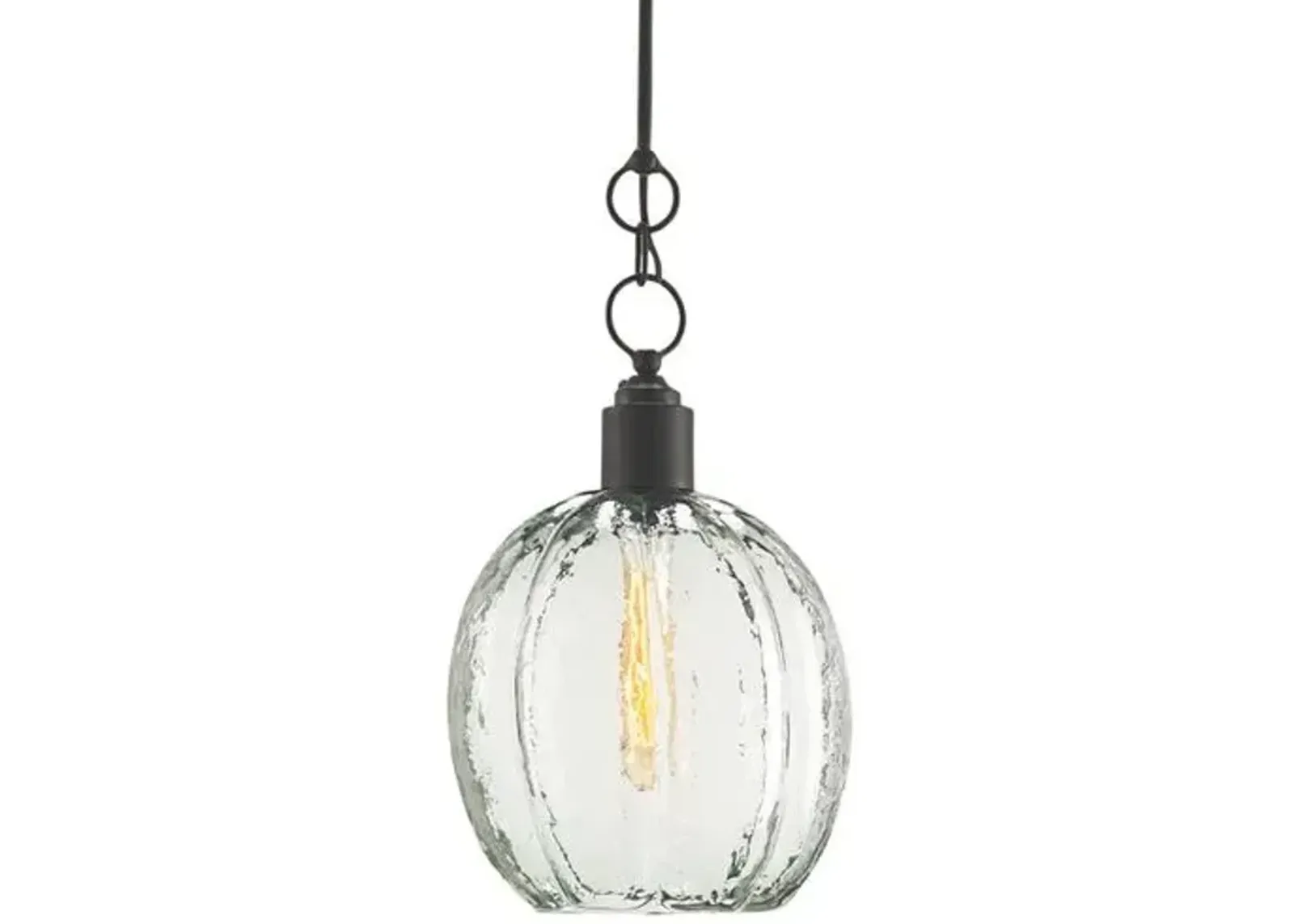 Aquaterra Glass Pendant - Clear/Old Iron - Currey & Company