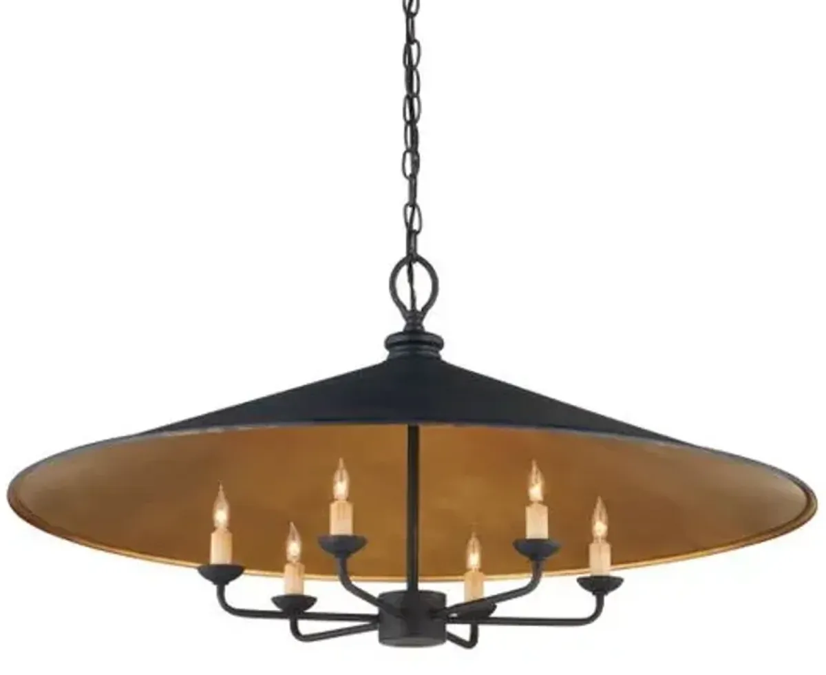 Brussels Chandelier - French Black/Contemporary Gold - Currey & Company - Ivory