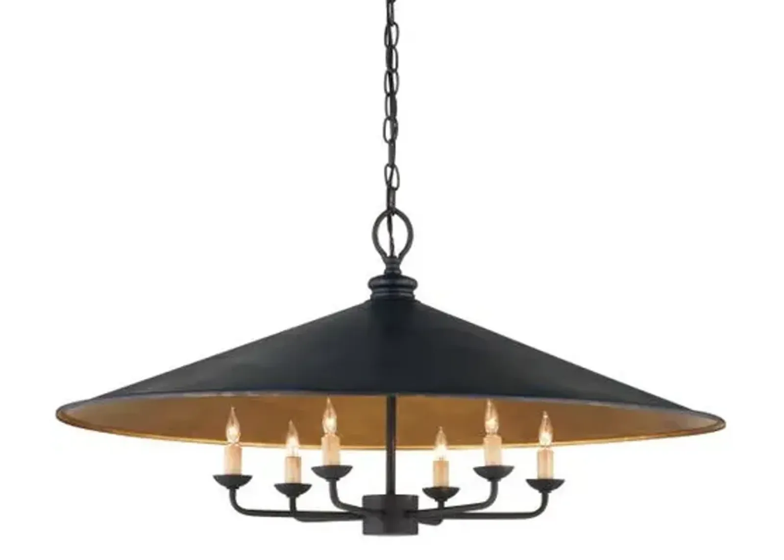 Brussels Chandelier - French Black/Contemporary Gold - Currey & Company - Ivory