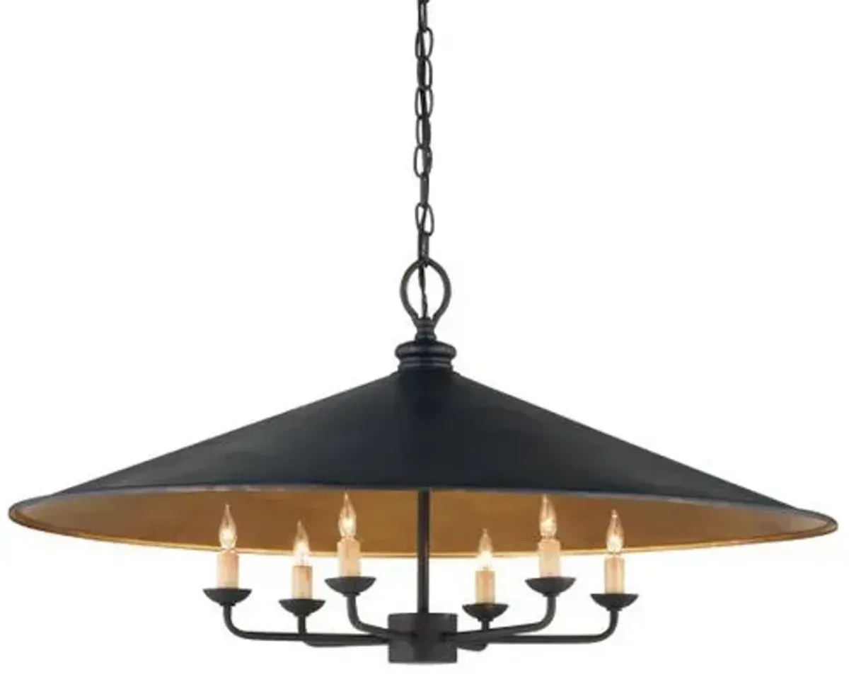 Brussels Chandelier - French Black/Contemporary Gold - Currey & Company - Ivory