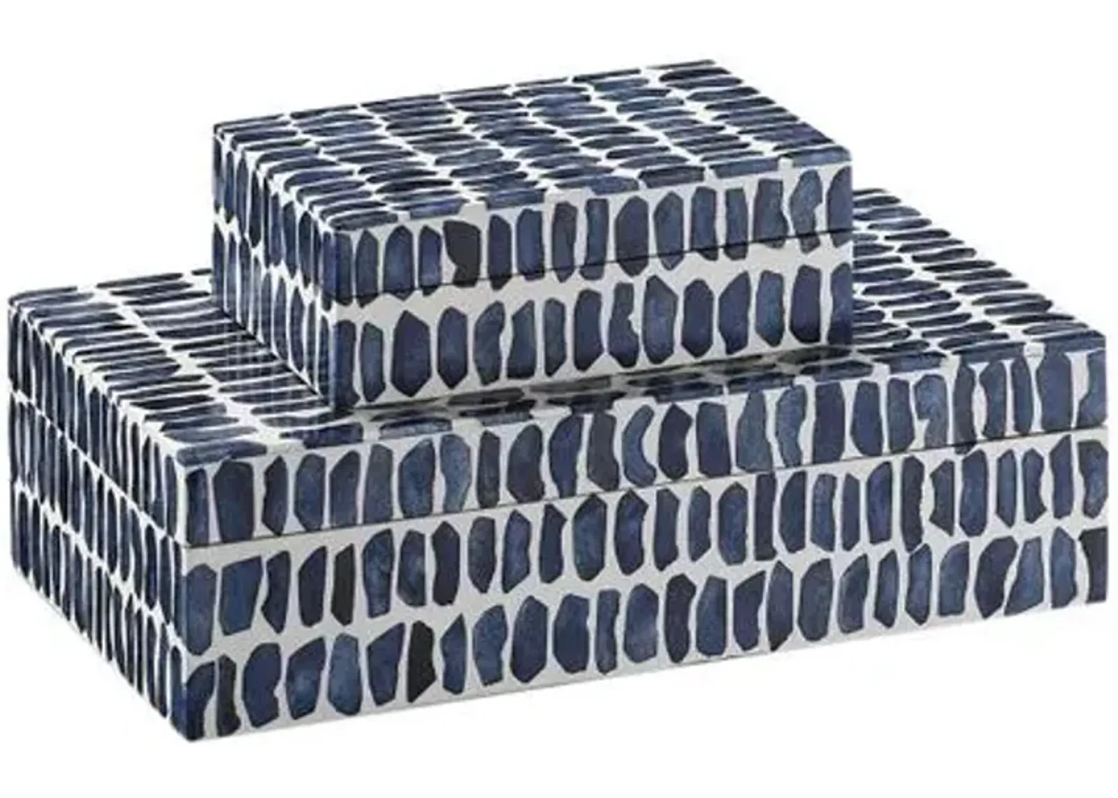 Set of 2 Indigo Boxes - Currey & Company - Blue