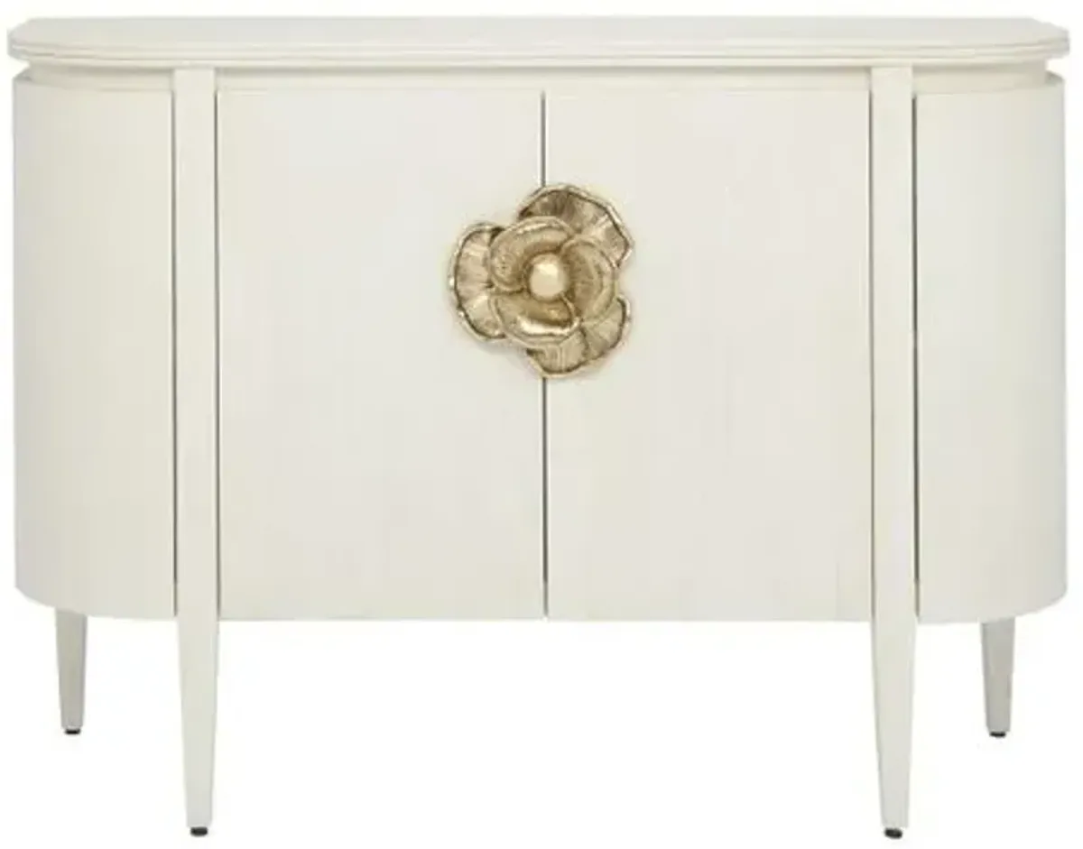 Briallen Demilune Cabinet - Cerused White/Brass - Currey & Company