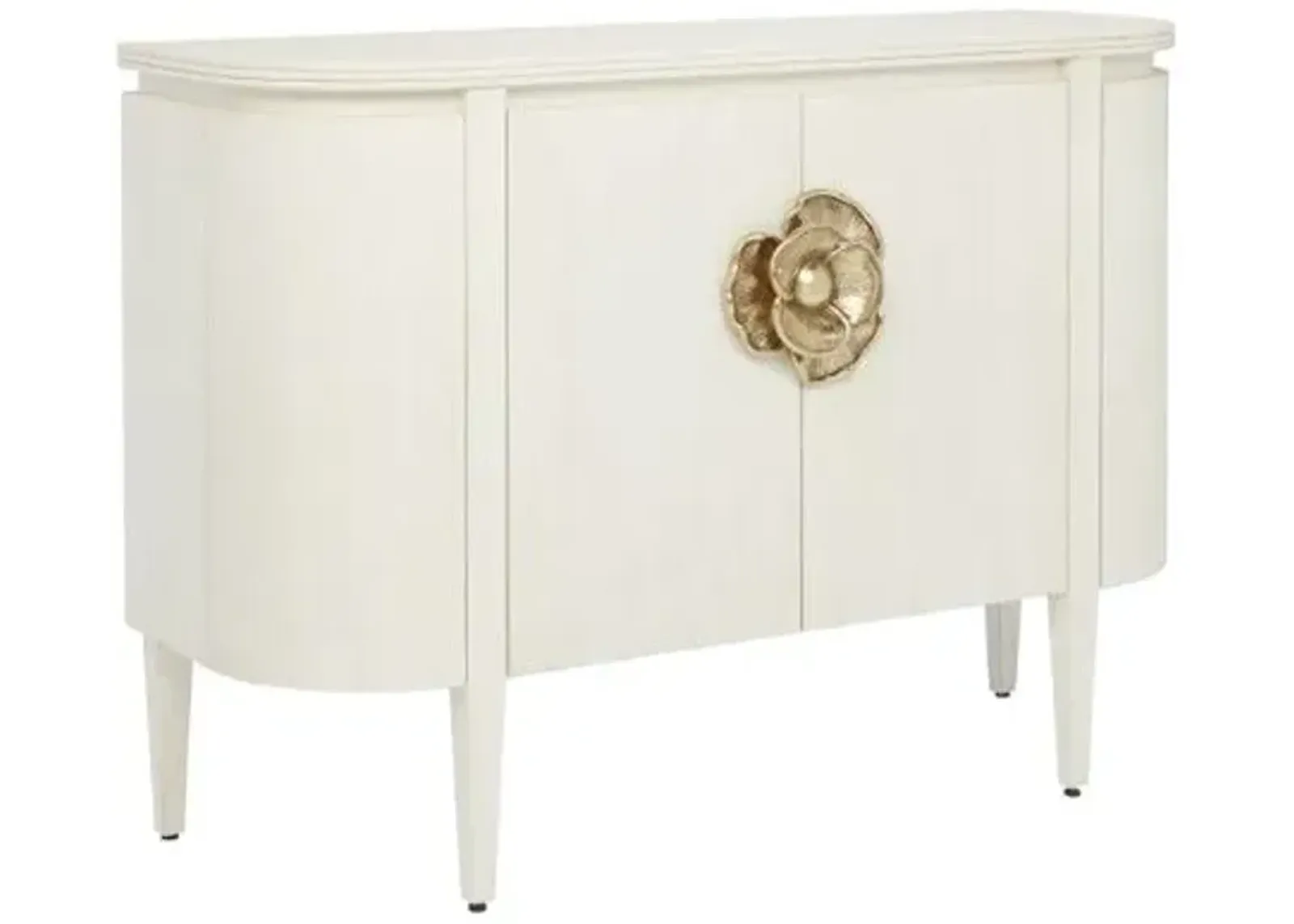 Briallen Demilune Cabinet - Cerused White/Brass - Currey & Company