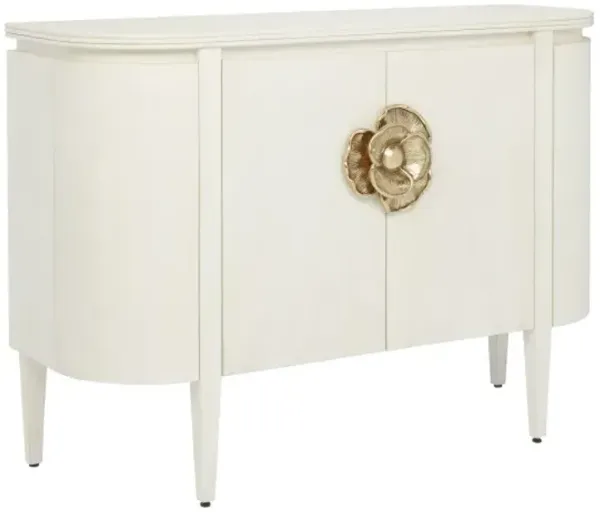 Briallen Demilune Cabinet, Cerused White/Brass