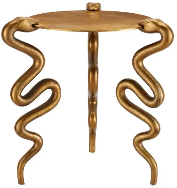 Serpent Side Table, Antique Brass