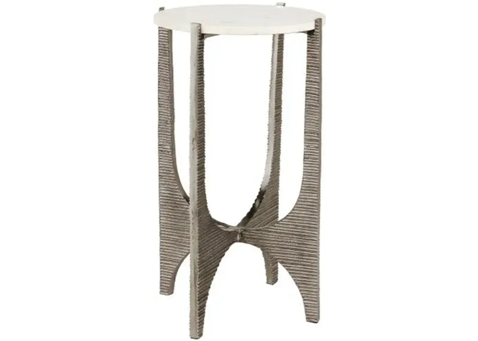 Micha Marble Accent Table - Antique Nickel/White - Currey & Company - Gold - 23Hx13.25W in