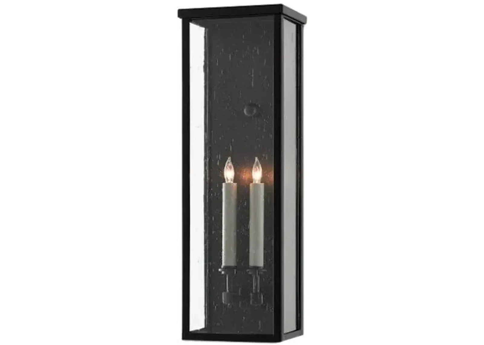 Tanzy Medium Outdoor Wall Sconce - Midnight Black/Clear Seeded - Currey & Company