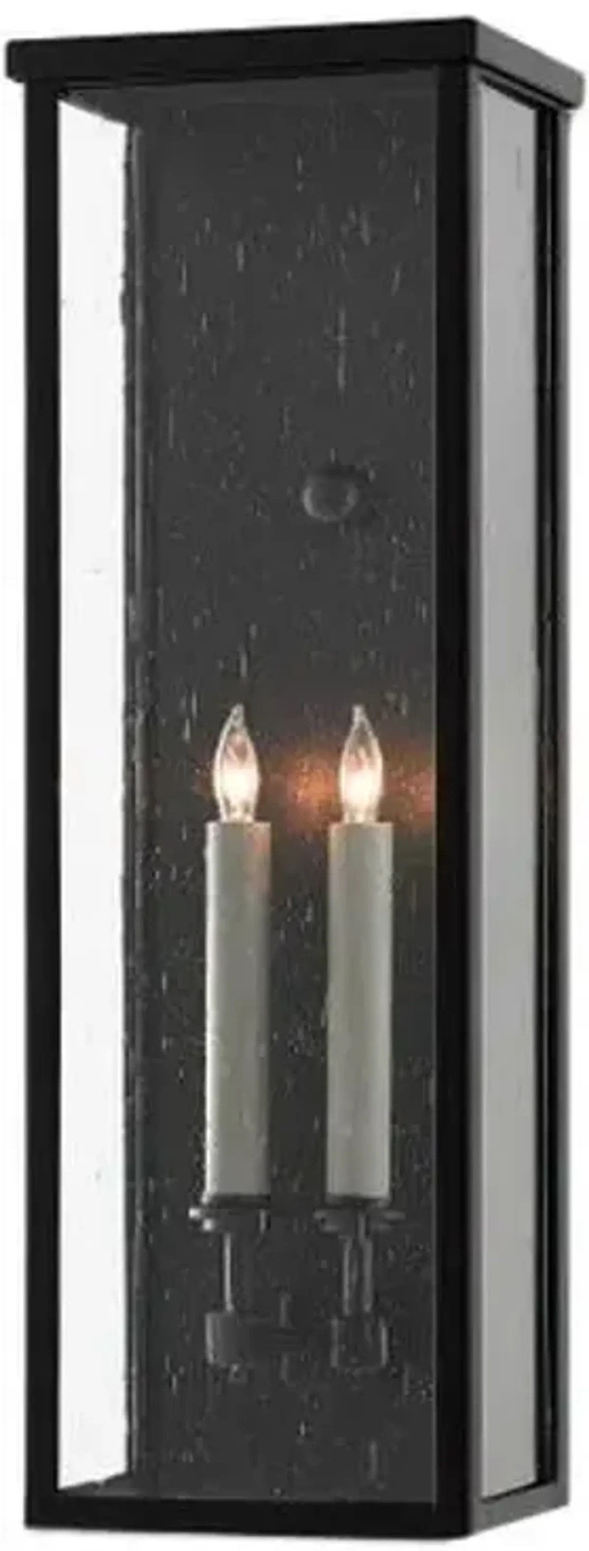 Tanzy Medium Outdoor Wall Sconce - Midnight Black/Clear Seeded - Currey & Company