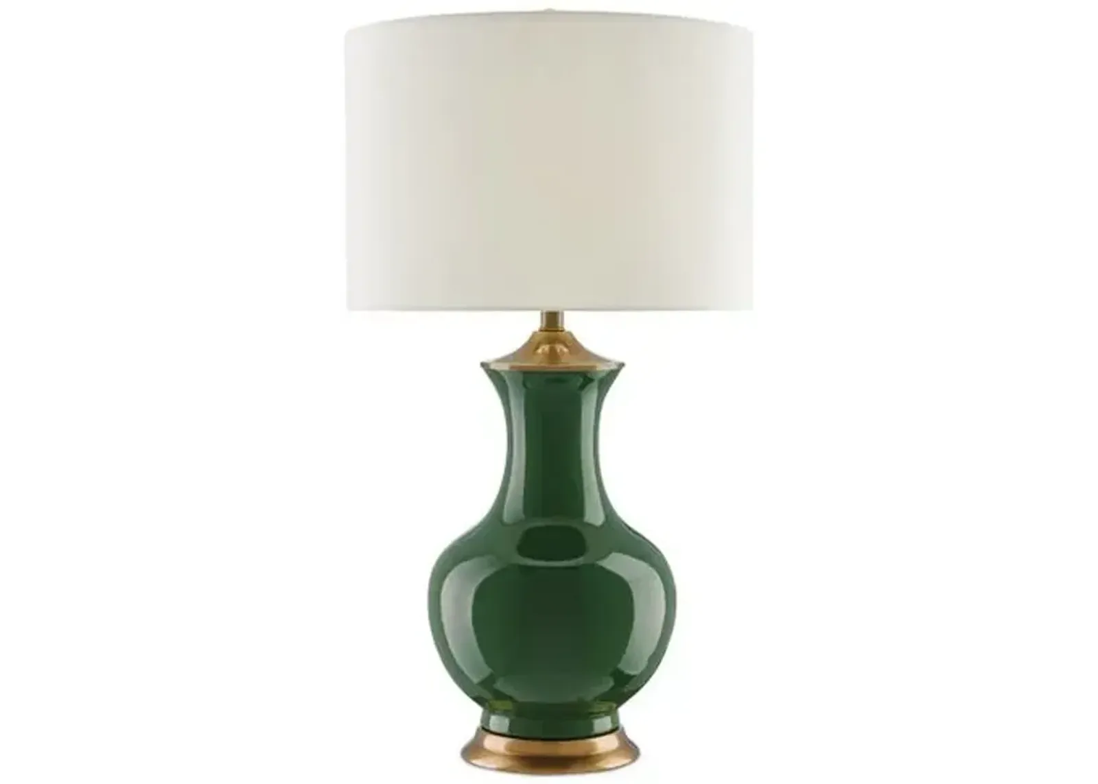 Lilou Table Lamp - Green/Antique Brass - Currey & Company