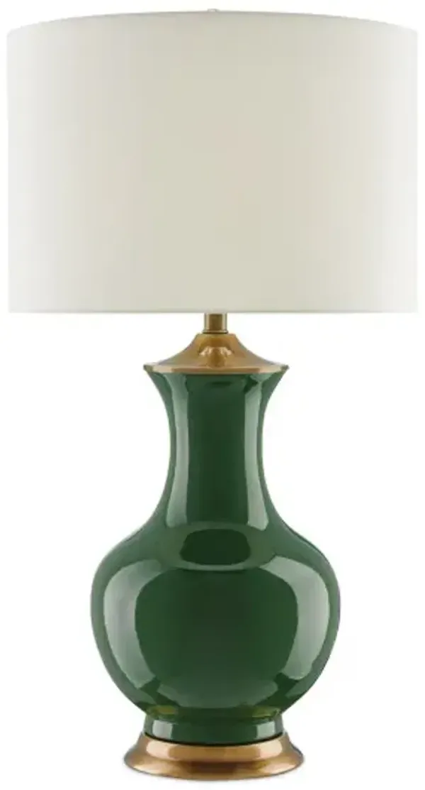 Lilou Table Lamp - Green/Antique Brass - Currey & Company
