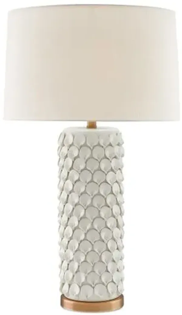 Calla Lily Table Lamp - Cream/Antique Brass - Currey & Company - Orange