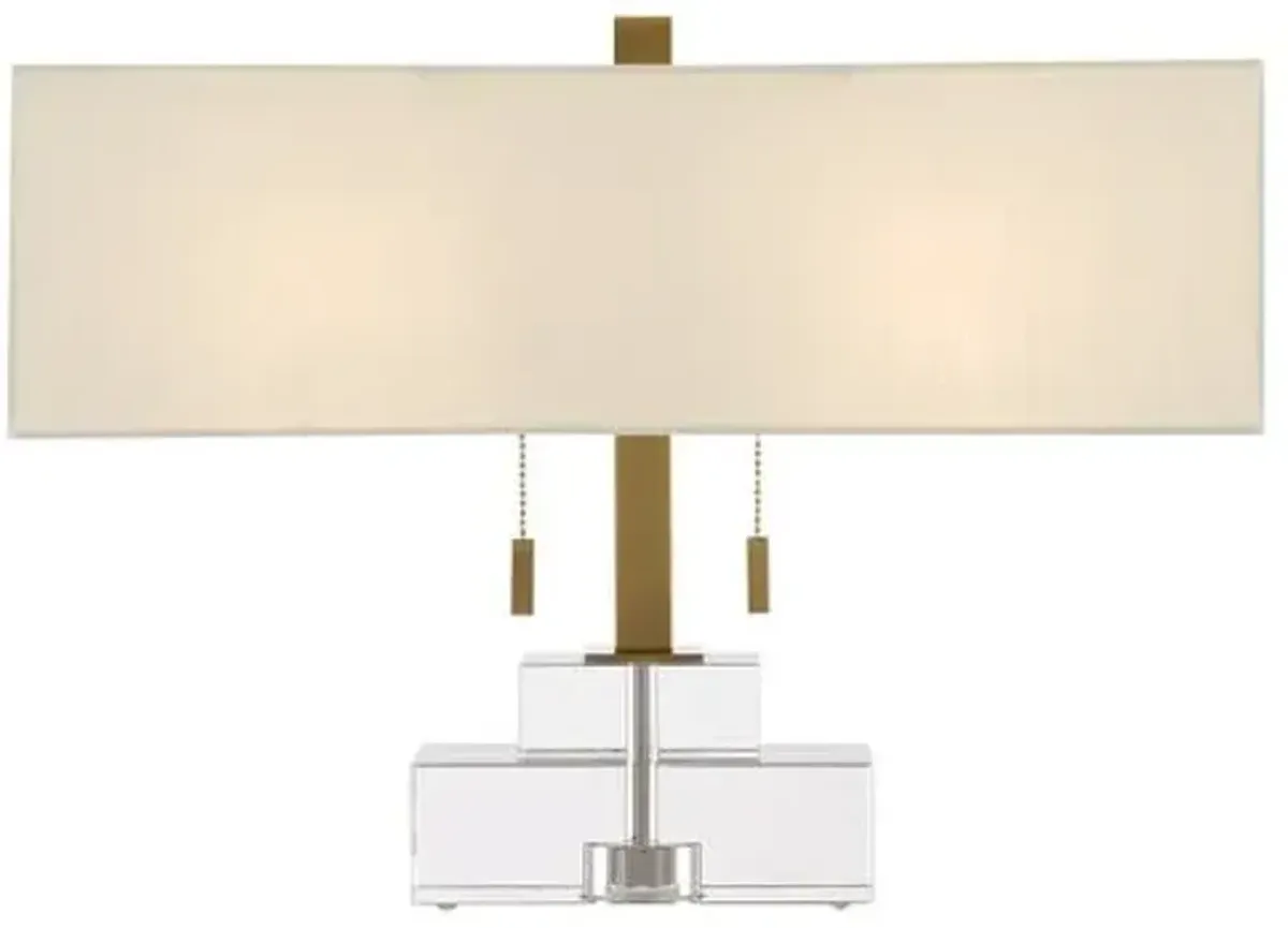 Chiara Table Lamp - Clear/Antique Brass - Currey & Company - Blue