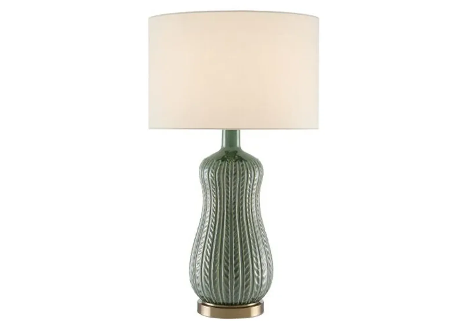 Mamora Table Lamp - Green/Antique Brass - Currey & Company