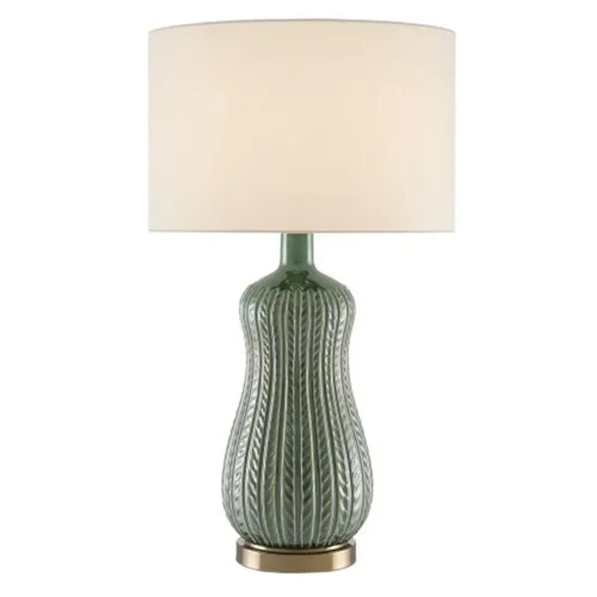 Mamora Table Lamp - Green/Antique Brass - Currey & Company