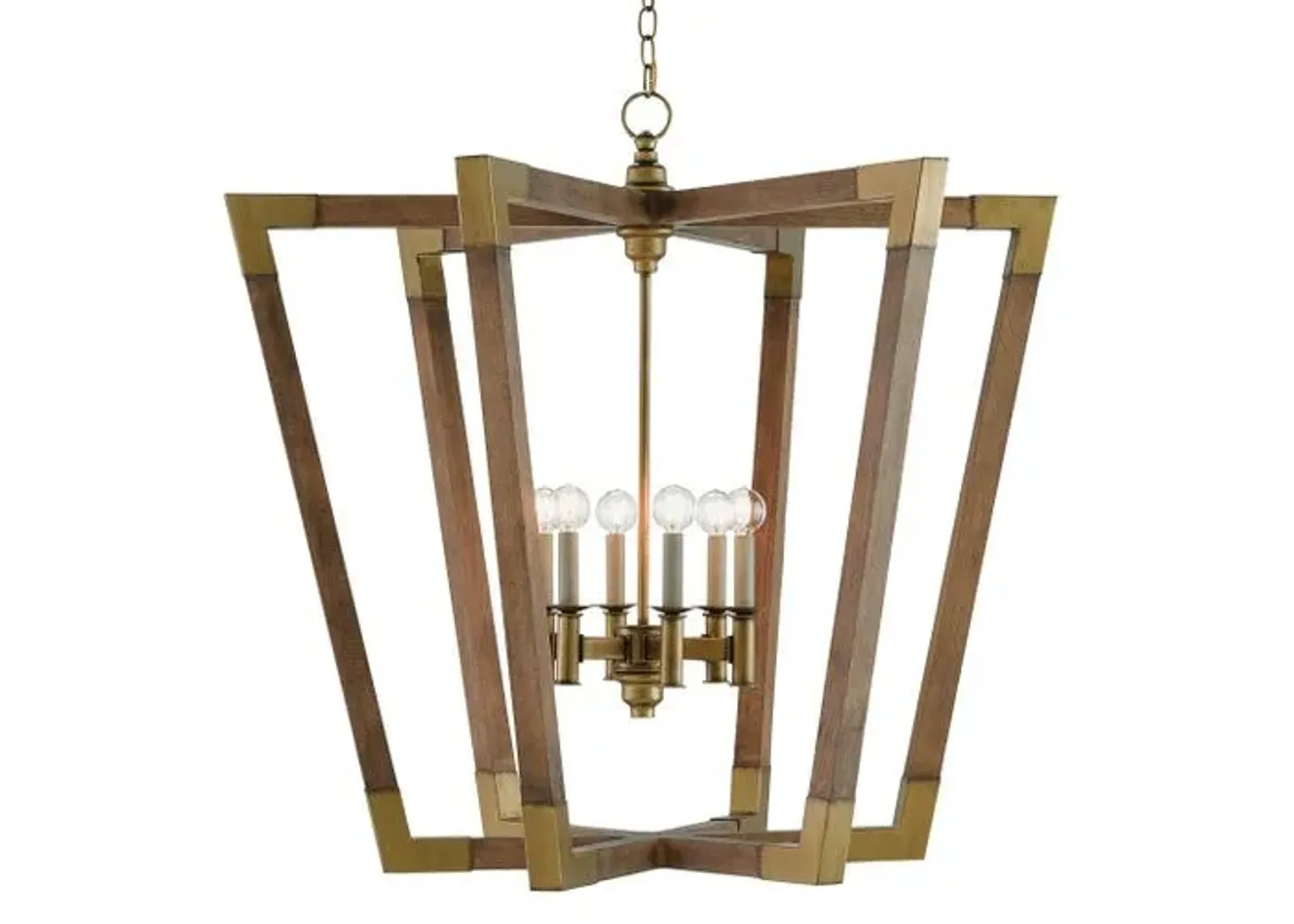 Bastian Lantern - Chestnut/Brass - Currey & Company - Silver