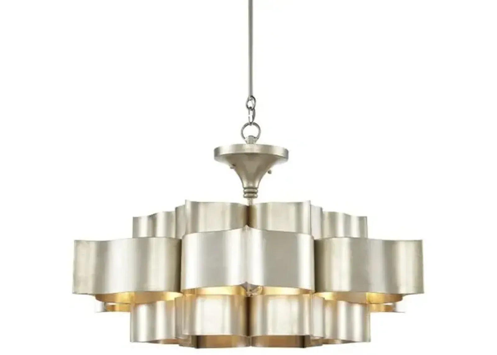 Grand Lotus Large Chandelier - Silver - Currey & Company - Black