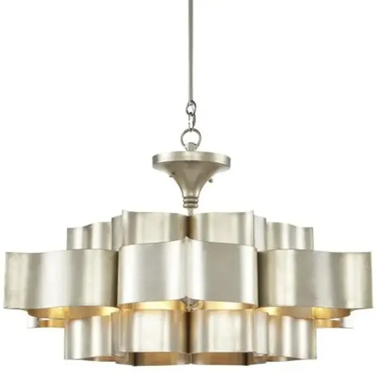 Grand Lotus Large Chandelier - Silver - Currey & Company - Black