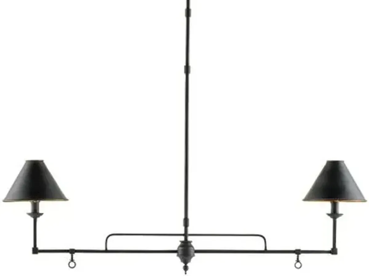 Prosperity Linear Chandelier - French Black - Currey & Company - Gold