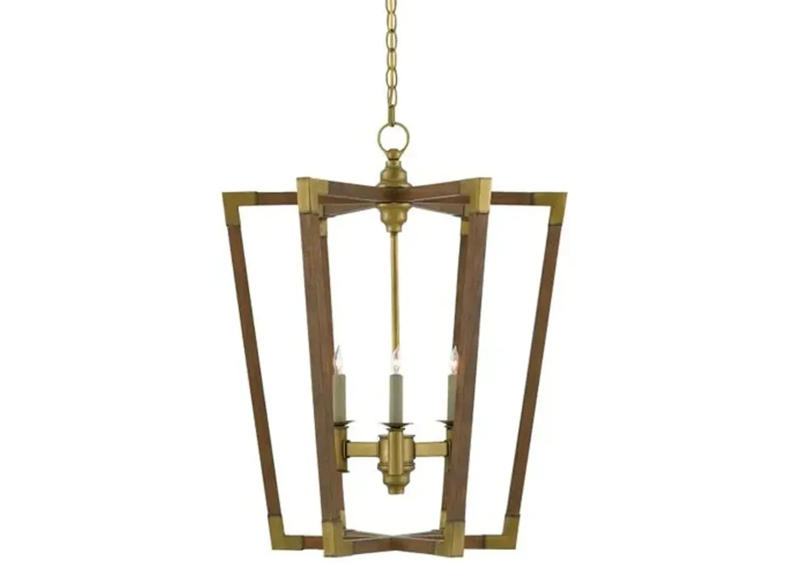 Bastian Lantern - Chestnut/Brass - Currey & Company - Gold