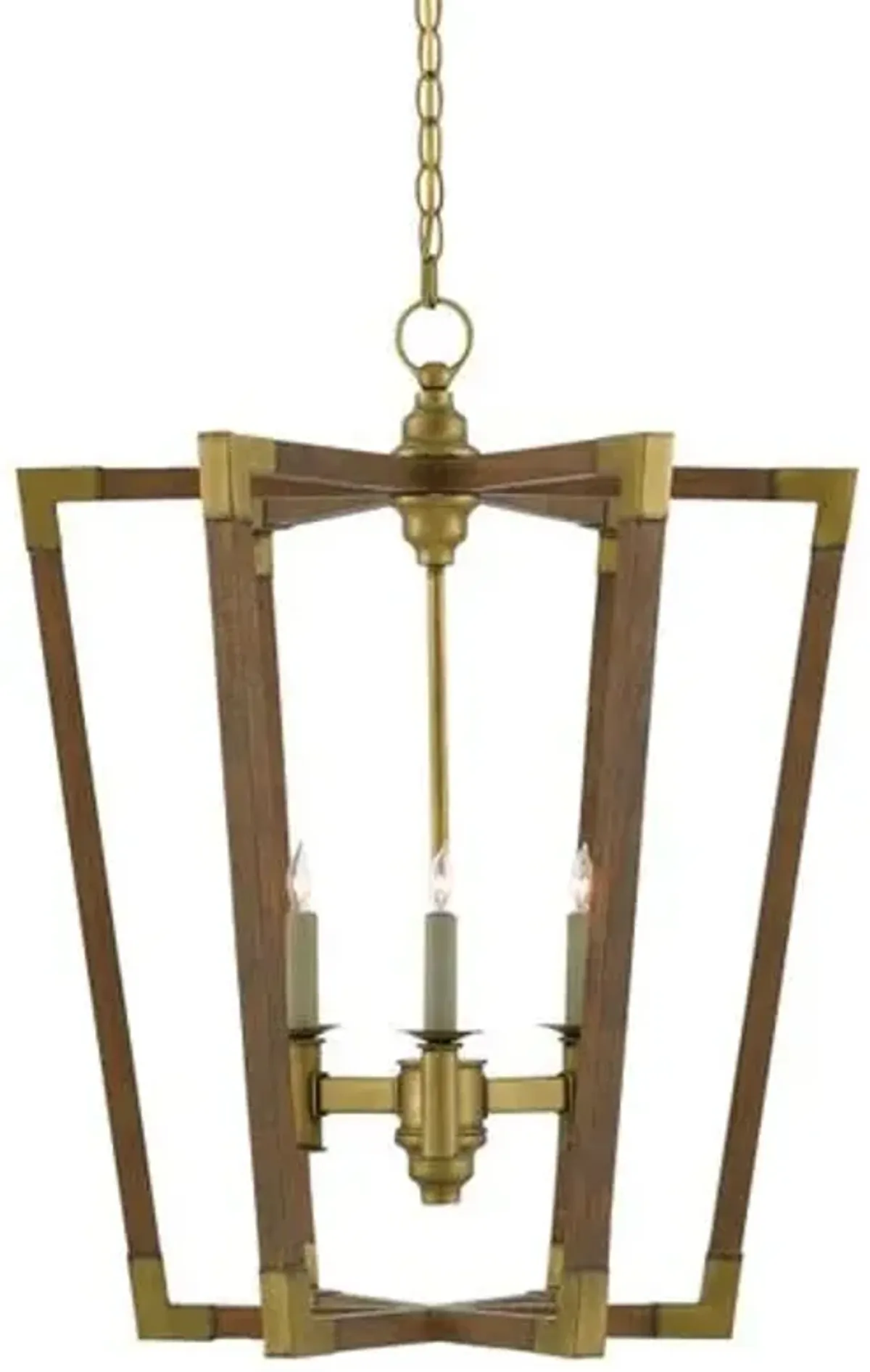 Bastian Lantern - Chestnut/Brass - Currey & Company - Gold