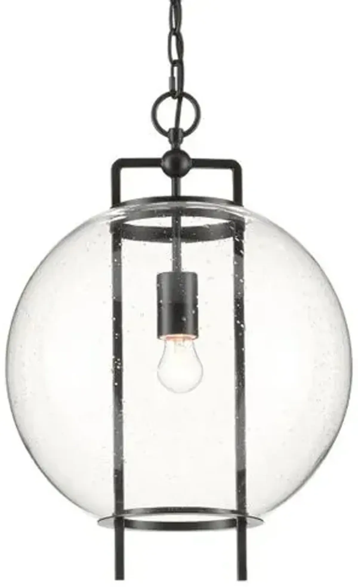 Breakspear Glass Pendant - Clear/Antique Black - Currey & Company - White