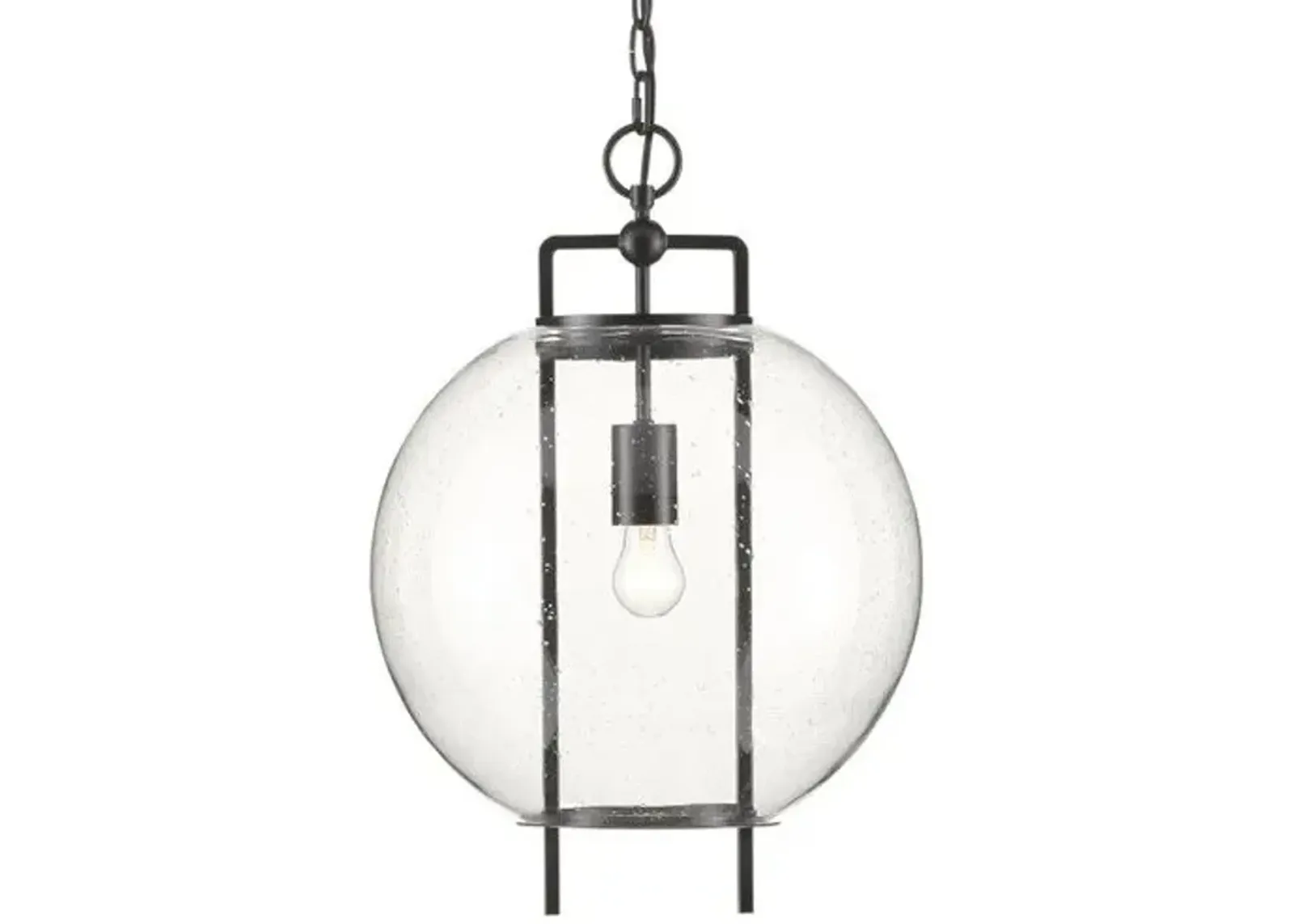 Breakspear Glass Pendant - Clear/Antique Black - Currey & Company - White