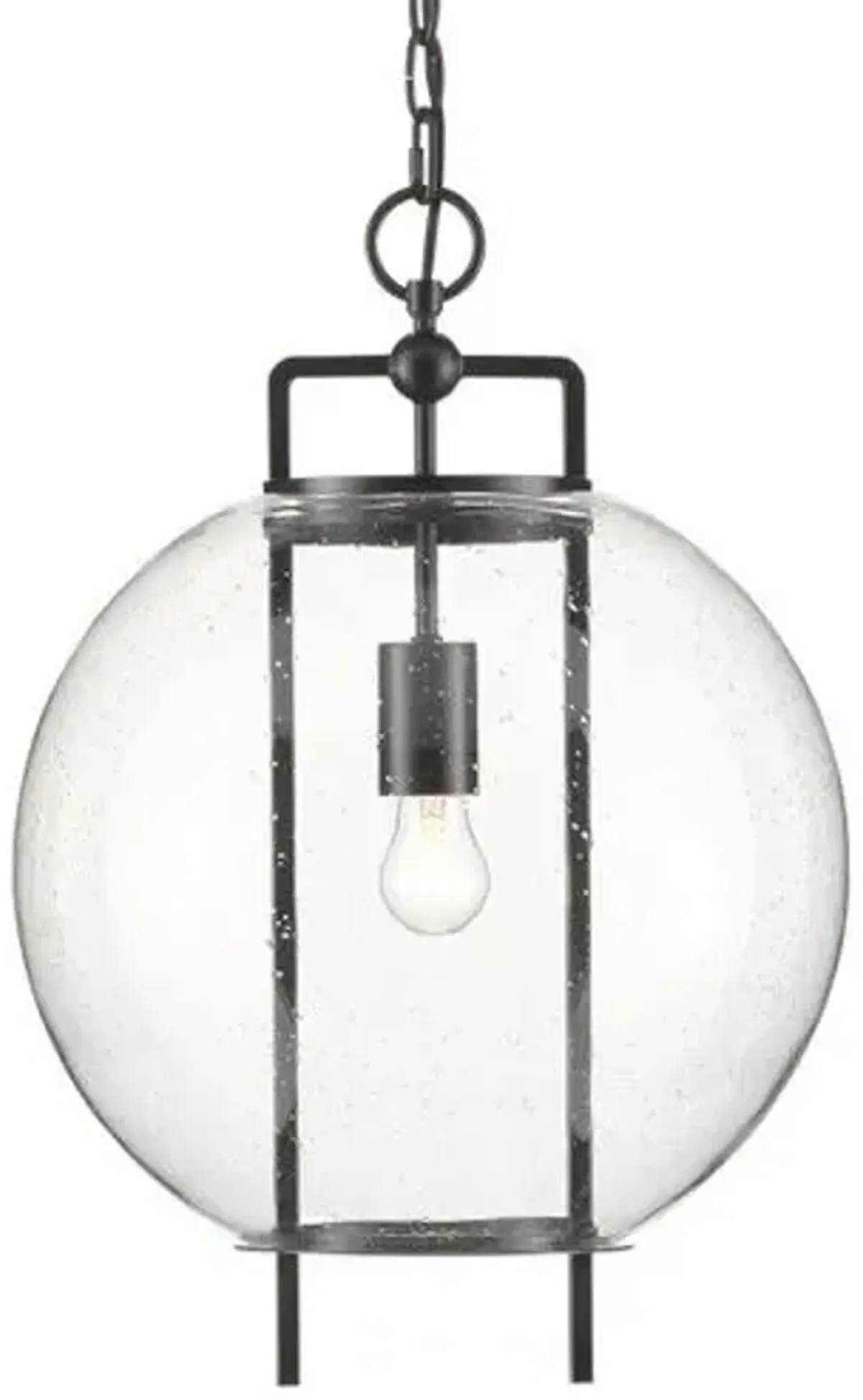 Breakspear Glass Pendant - Clear/Antique Black - Currey & Company - White