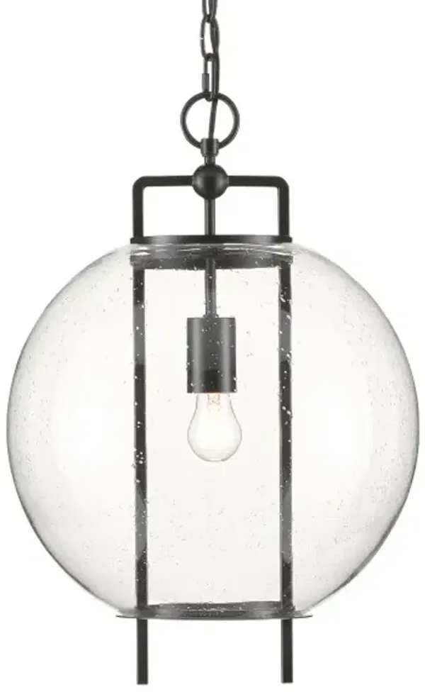 Breakspear Glass Pendant - Clear/Antique Black - Currey & Company - White