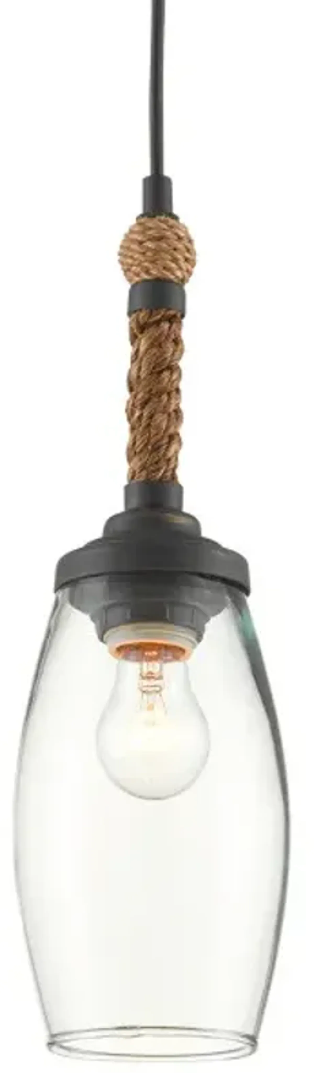 Hightider Rope Pendant - French Black - Currey & Company