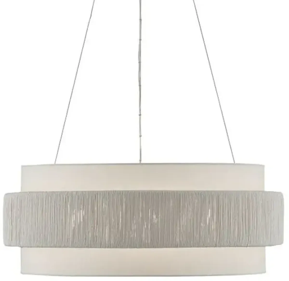 Rousham Chandelier - Beige/Sugar White - Currey & Company - Silver