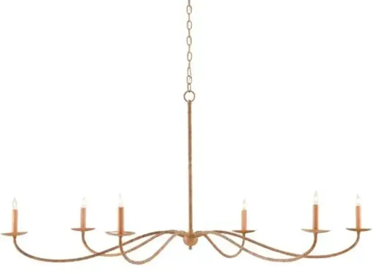 Saxon Chandelier - Natural/Saddle Tan - Currey & Company - Silver