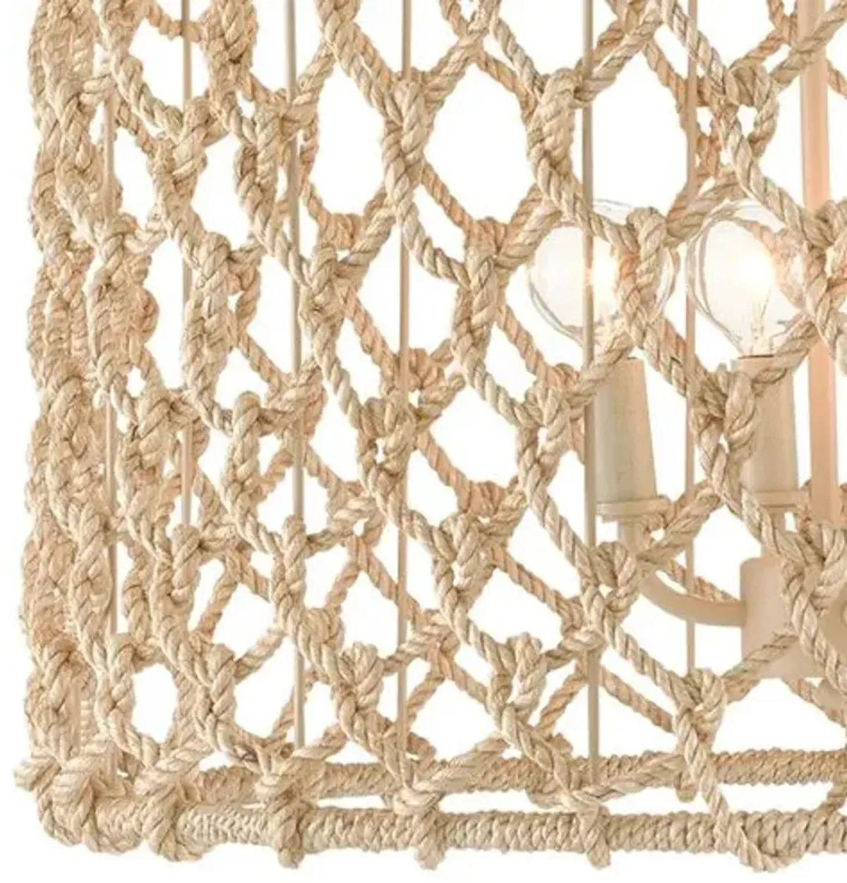 Chesapeake Rope Drum Chandelier - Natural Smokewood Beige - Currey & Company