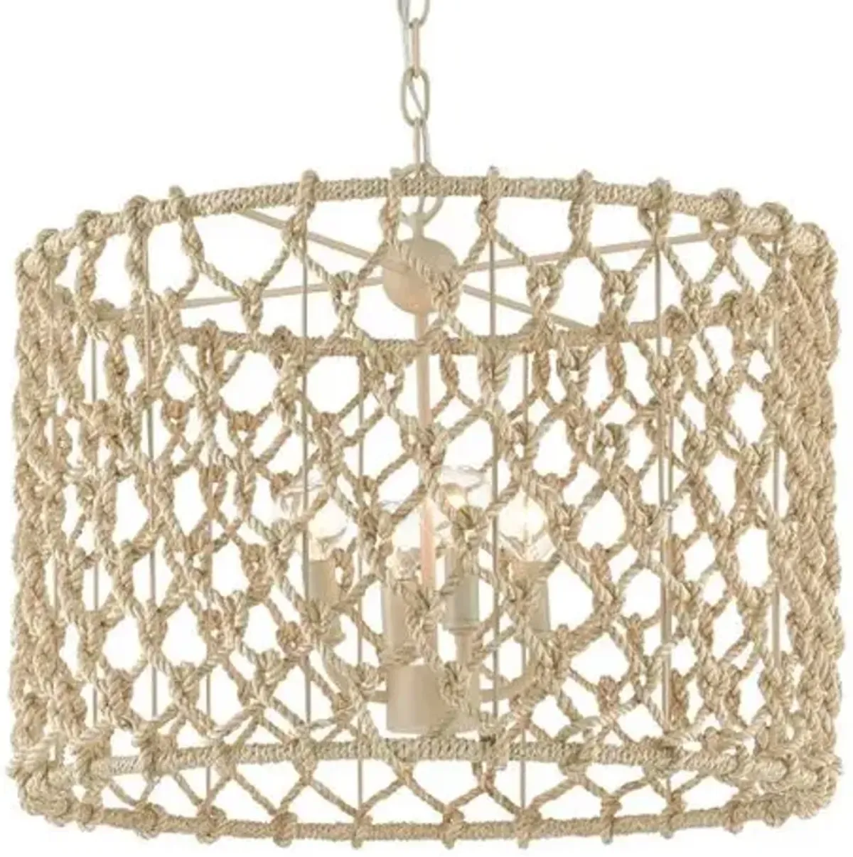 Chesapeake Rope Drum Chandelier - Natural Smokewood Beige - Currey & Company