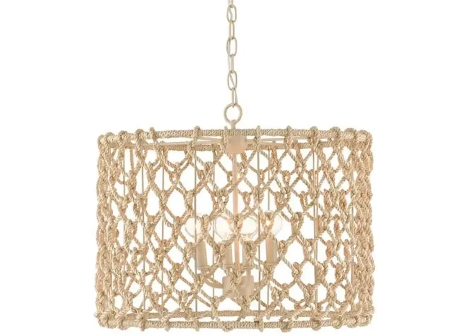 Chesapeake Rope Drum Chandelier - Natural Smokewood Beige - Currey & Company