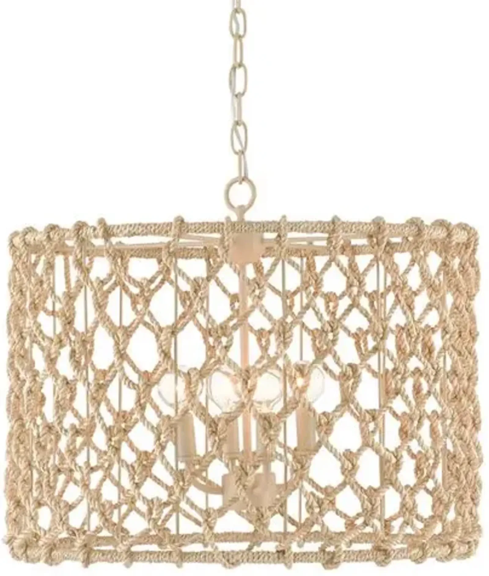 Chesapeake Rope Drum Chandelier - Natural Smokewood Beige - Currey & Company