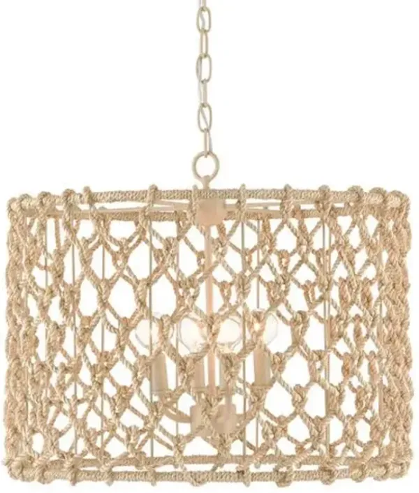 Chesapeake Rope Drum Chandelier - Natural Smokewood Beige - Currey & Company