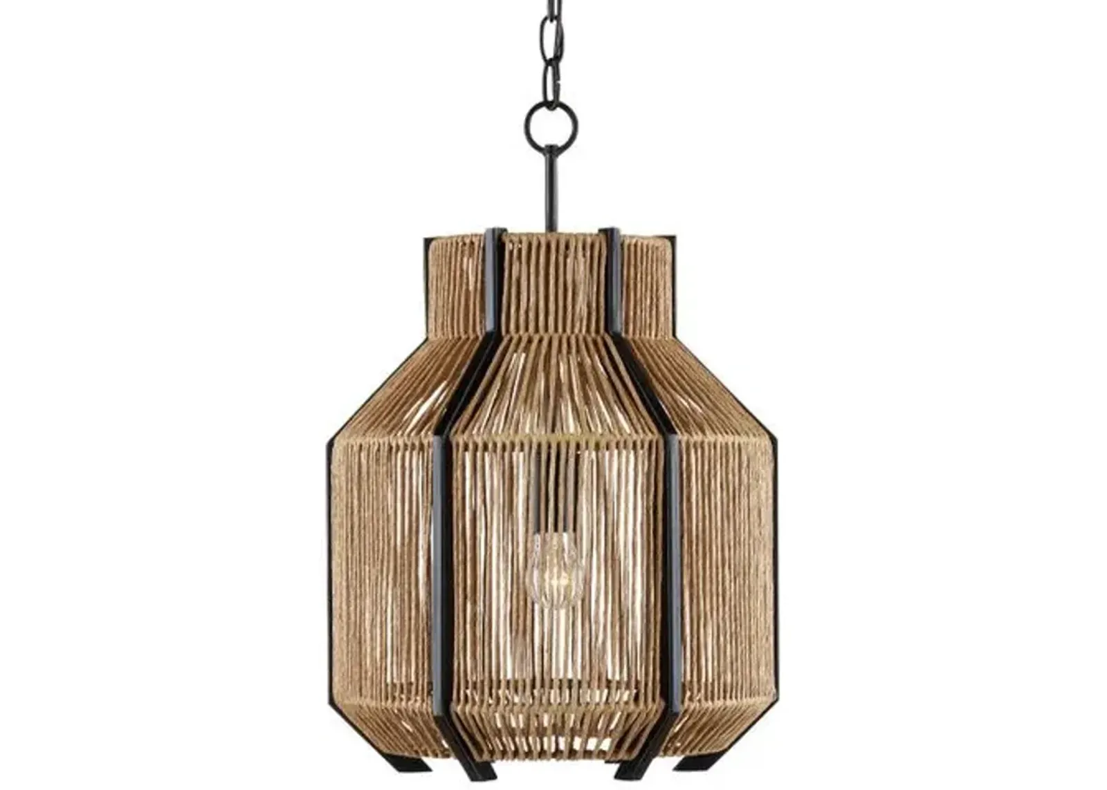 Mali Pendant - Natural/Satin Black - Currey & Company - Brown