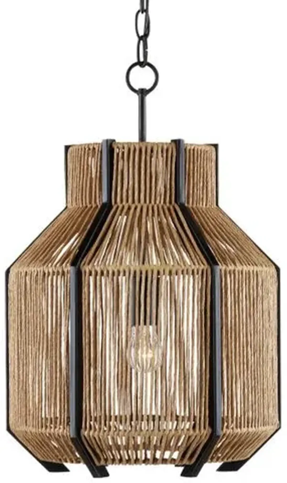 Mali Pendant - Natural/Satin Black - Currey & Company - Brown