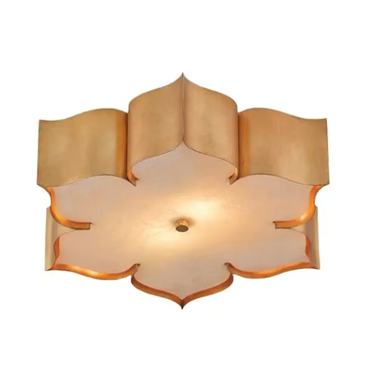 Grand Lotus Flush Mount - Antique Gold - Currey & Company - Brown