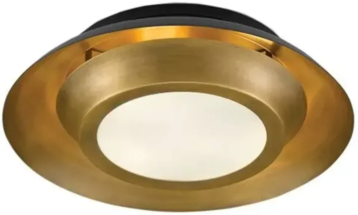 Metaphor Flush Mount - Antique Brass/Black/White - Currey & Company