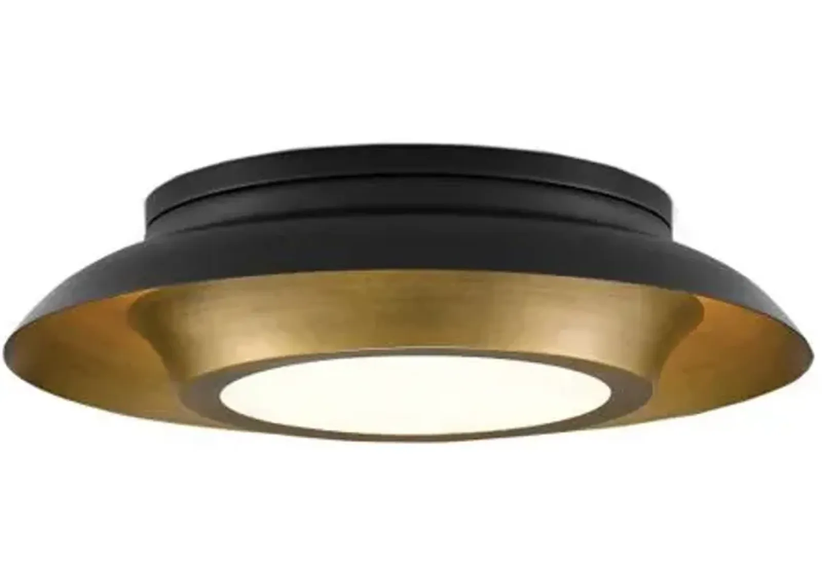 Metaphor Flush Mount - Antique Brass/Black/White - Currey & Company