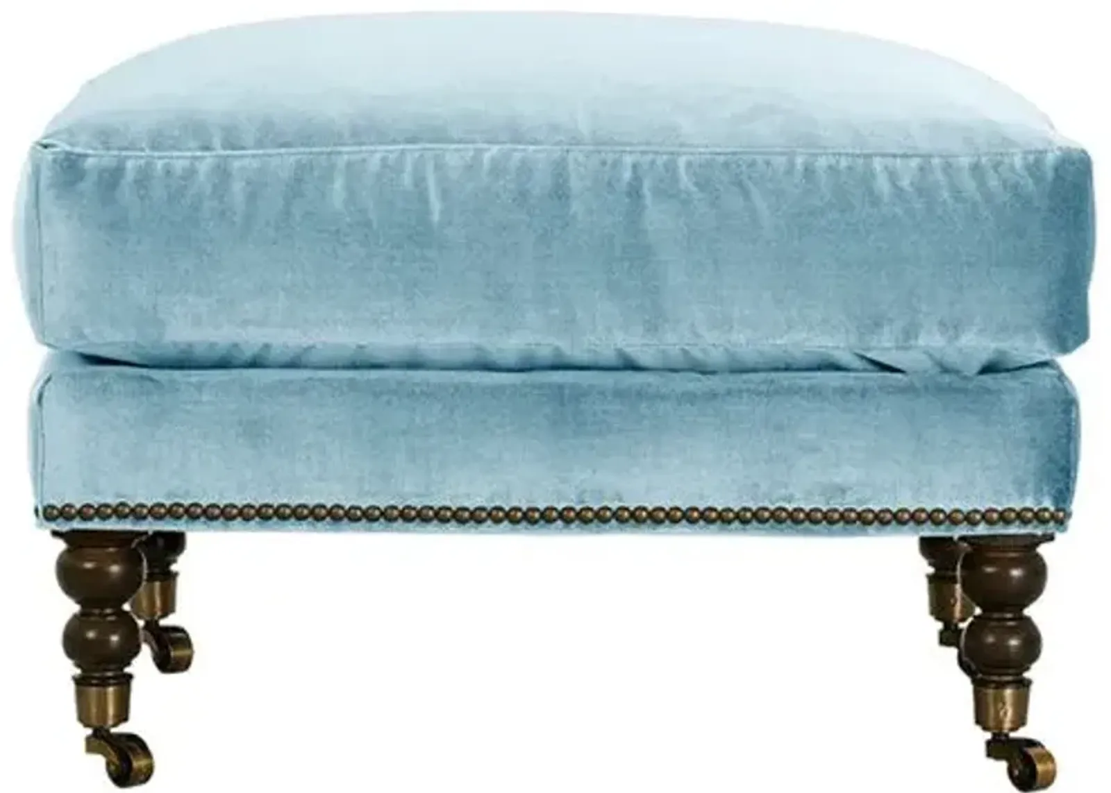 Margot Velvet Ottoman - Blue