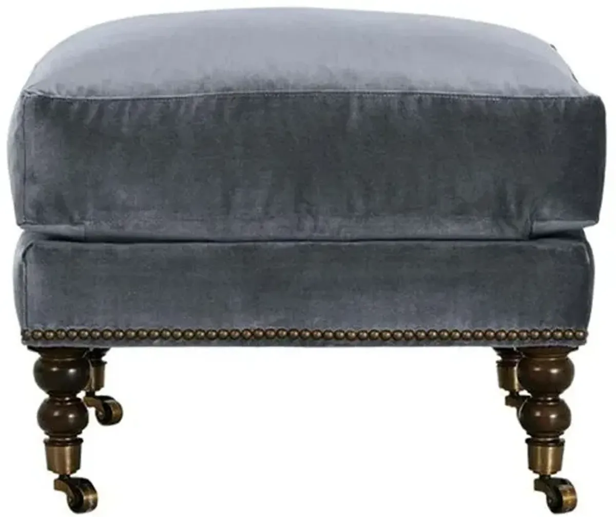 Margot Velvet Ottoman - Gray