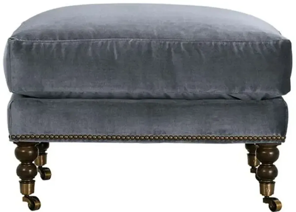 Margot Velvet Ottoman - Gray