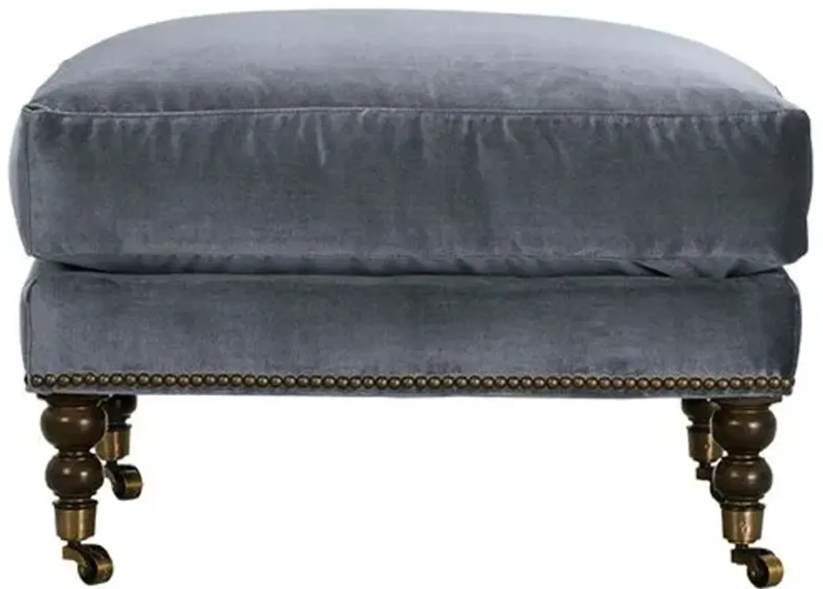 Margot Velvet Ottoman - Gray