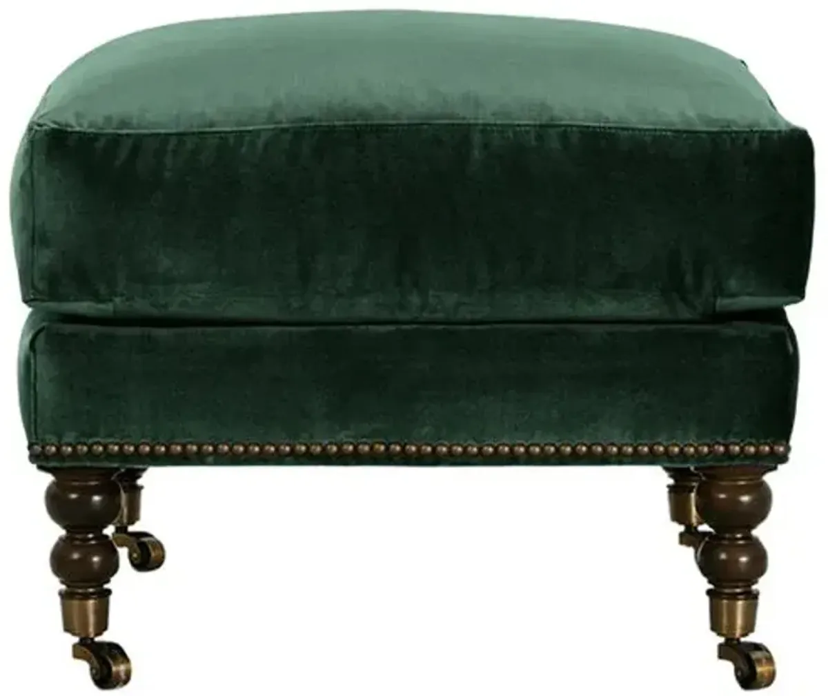 Margot Velvet Ottoman - Green