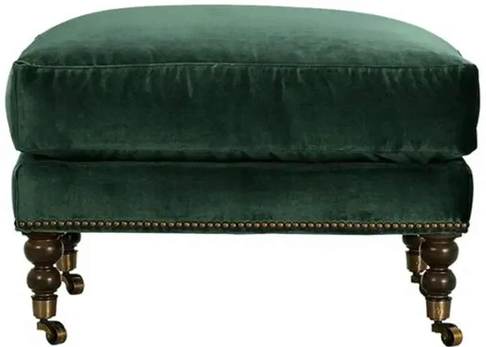 Margot Velvet Ottoman - Green