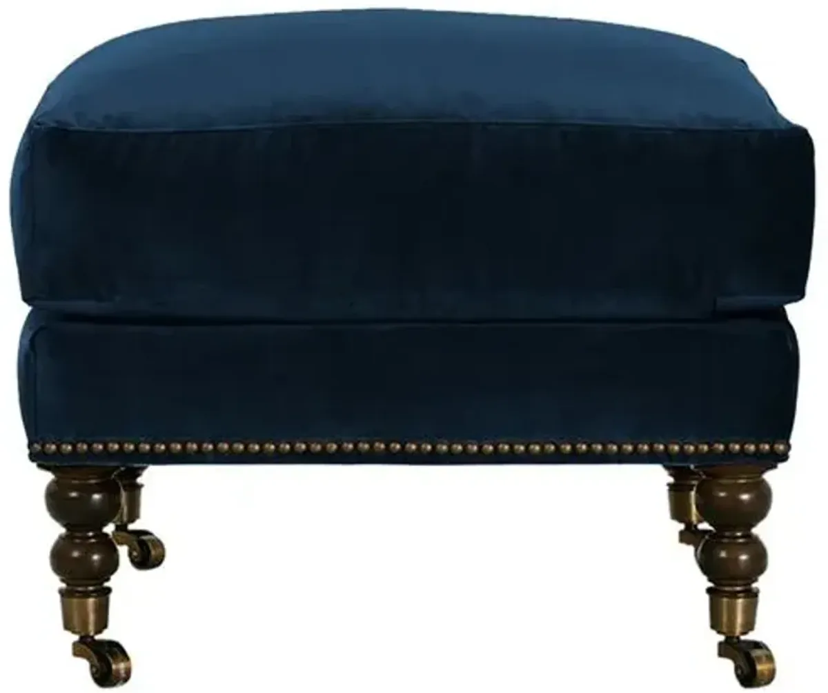 Margot Velvet Ottoman - Blue